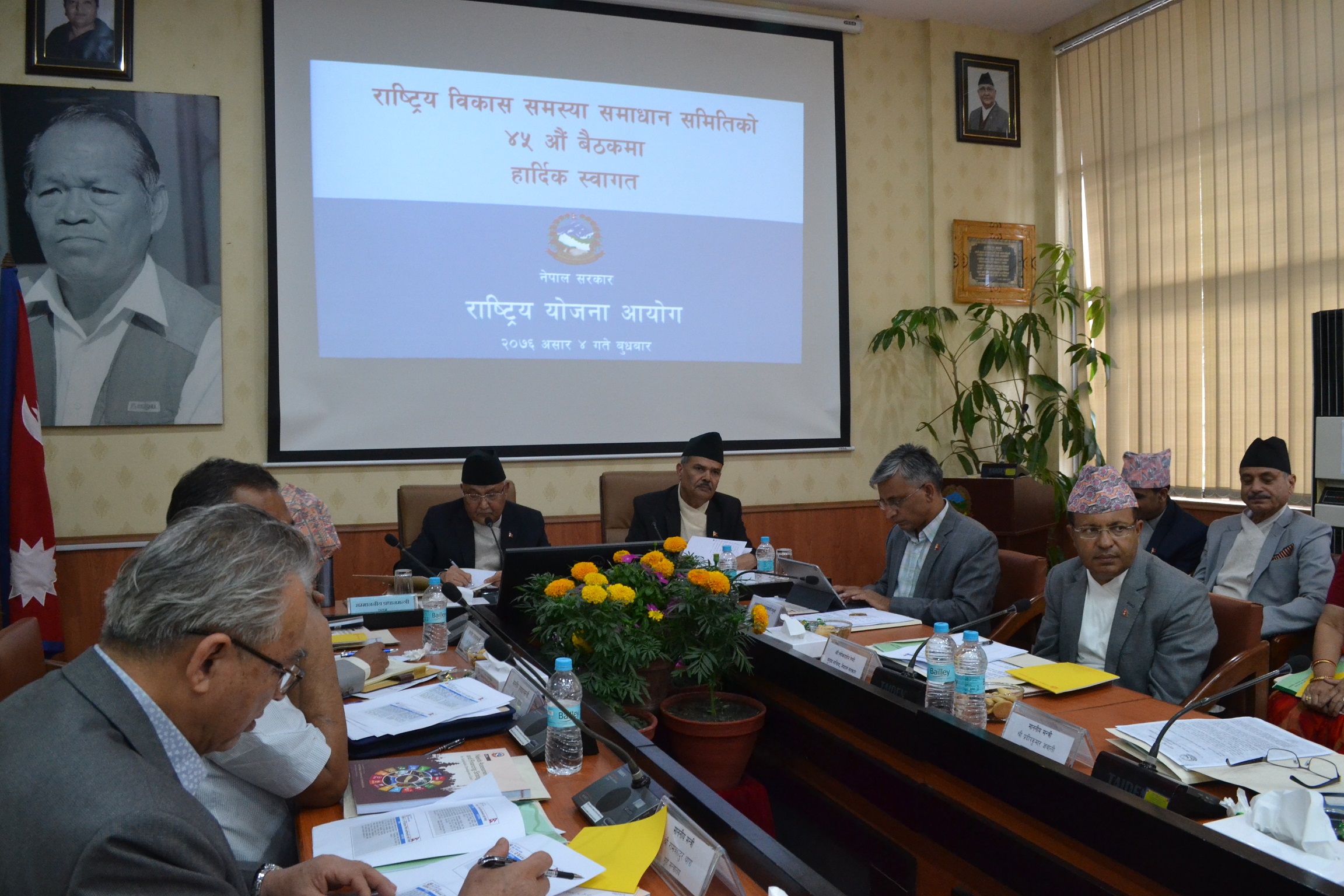 राष्ट्रिय विकास समस्या समाधान समितिको ४५ औं बैठक, मितिः २०७६ असार ४ गते । 
